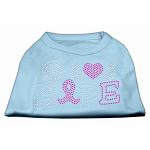 Peace Love Hope Breast Cancer Rhinestone Pet Shirt Baby Blue Lg