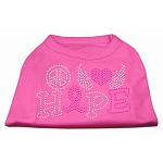 Peace Love Hope Breast Cancer Rhinestone Pet Shirt Bright Pink Lg