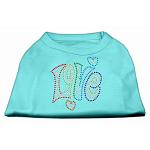 Technicolor Love Rhinestone Pet Shirt Aqua Lg