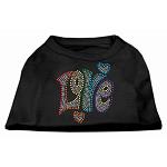 Technicolor Love Rhinestone Pet Shirt Black Lg