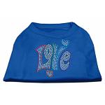 Technicolor Love Rhinestone Pet Shirt Blue Lg