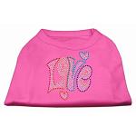 Technicolor Love Rhinestone Pet Shirt Bright Pink Lg