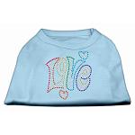 Technicolor Love Rhinestone Pet Shirt Baby Blue Lg