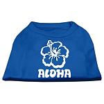 Aloha Flower Screen Print Shirt Blue Lg