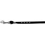 Black Velvet Leash Silver Hardware Clear Crystal Stones