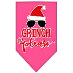 Grinch Please Screen Print Bandana Bright Pink Large