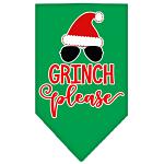 Grinch Please Screen Print Bandana Emerald Green Large