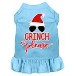 Grinch Please Screen Print Dog Dress Baby Blue 4X (22)