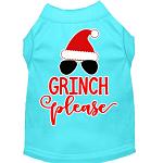 Grinch Please Screen Print Dog Shirt Aqua Lg