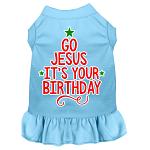 Go Jesus Screen Print Dog Dress Baby Blue 4X (22)