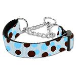 Confetti Dots Nylon Collar Martingale Baby Blue Large