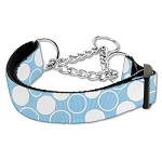 Diagonal Dots Nylon Collar Martingale Baby Blue Large