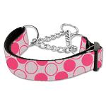 Diagonal Dots Nylon Collar Martingale Light Pink Large