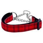 Plaid Nylon Collar Martingale Red Large