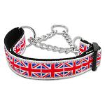 Tiled Union Jack(UK Flag) Nylon Ribbon Collar Martingale Large