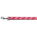 Argyle Hearts Nylon Ribbon Leash Bright Pink 1 inch wide 4ft Long