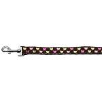 Argyle Hearts Nylon Ribbon Leash Brown 1 inch wide 4ft Long