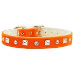 Velvet Crystal and Pyramid Collars Orange 10