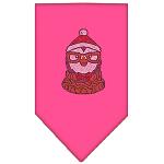 Hipster Penguin Rhinestone Bandana Bright Pink Large