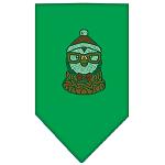 Hipster Penguin Rhinestone Bandana Emerald Green Large