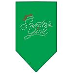 Santa's Girl Rhinestone Bandana Emerald Green Large