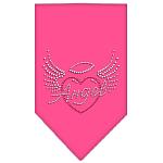 Angel Heart Rhinestone Bandana Bright Pink Large