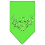 Angel Heart Rhinestone Bandana Lime Green Large