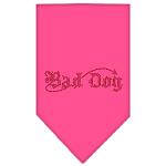 Bad Dog Rhinestone Bandana Bright Pink Large