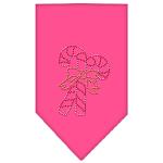 Candy Canes Rhinestone Bandana Bright Pink Large