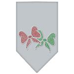 Christmas Bows Rhinestone Bandana Grey Large