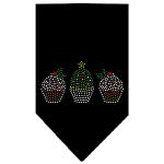 Christmas Cupcakes Rhinestone Bandana Black Large