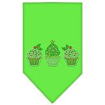 Christmas Cupcakes Rhinestone Bandana Lime Green Large