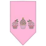 Christmas Cupcakes Rhinestone Bandana Light Pink Large