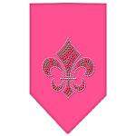 Christmas Fleur De Lis Rhinestone Bandana Bright Pink Large