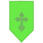 Cross Rhinestone Bandana Lime Green Large