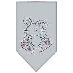 Bunny Rhinestone Bandana Grey Large