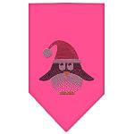 Santa Penguin Rhinestone Bandana Bright Pink Large