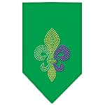 Mardi Gras Fleur De Lis Rhinestone Bandana Emerald Green Large