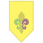 Mardi Gras Fleur De Lis Rhinestone Bandana Yellow Small