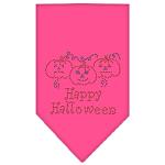 Happy Halloween Rhinestone Bandana Bright Pink Large