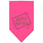 Happy New Year Rhinestone Bandana Bright Pink Large