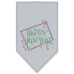 Happy New Year Rhinestone Bandana Grey Large