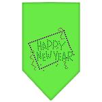 Happy New Year Rhinestone Bandana Lime Green Large