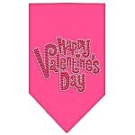 Happy Valentines Day Rhinestone Bandana Bright Pink Large