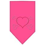 Heart Crossbone Rhinestone Bandana Bright Pink Large