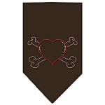 Heart Crossbone Rhinestone Bandana Cocoa Large