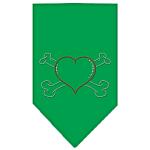 Heart Crossbone Rhinestone Bandana Emerald Green Large