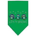 Let It Snow Penguins Rhinestone Bandana Emerald Green Large