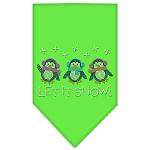 Let It Snow Penguins Rhinestone Bandana Lime Green Large