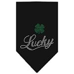 Lucky Script Rhinestone Bandana Black Large